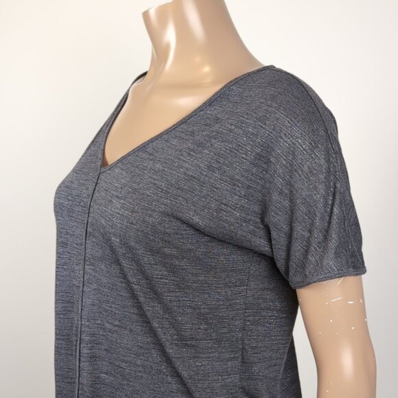 Banana Republic Gray Short Sleeve Relaxed Tshirt Silver Metallic Gray Vneck XS - Picture 5 of 10